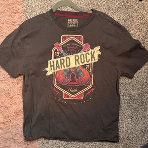 Hard Rock Cafe Charcoal Tee with Red and Yellow Graphic